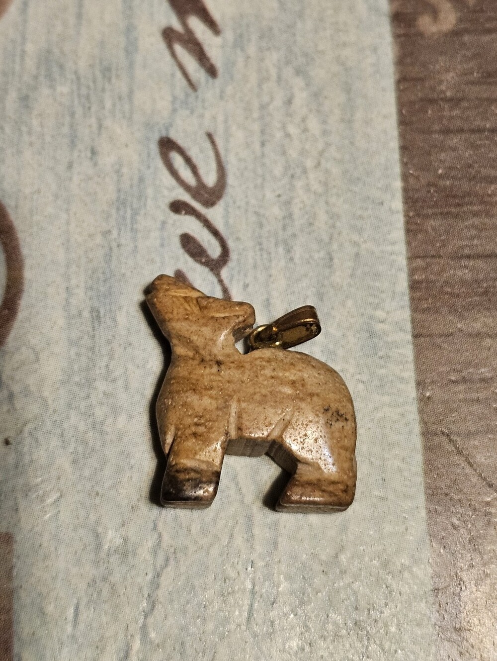 Gold Tone Wooden Pendant